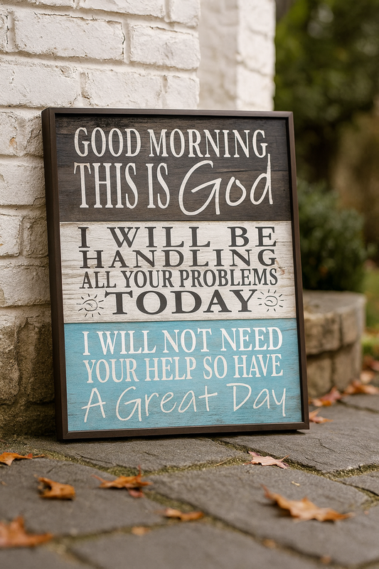 “Goodmorning, God”. Premium Canvas Wanddecoratie